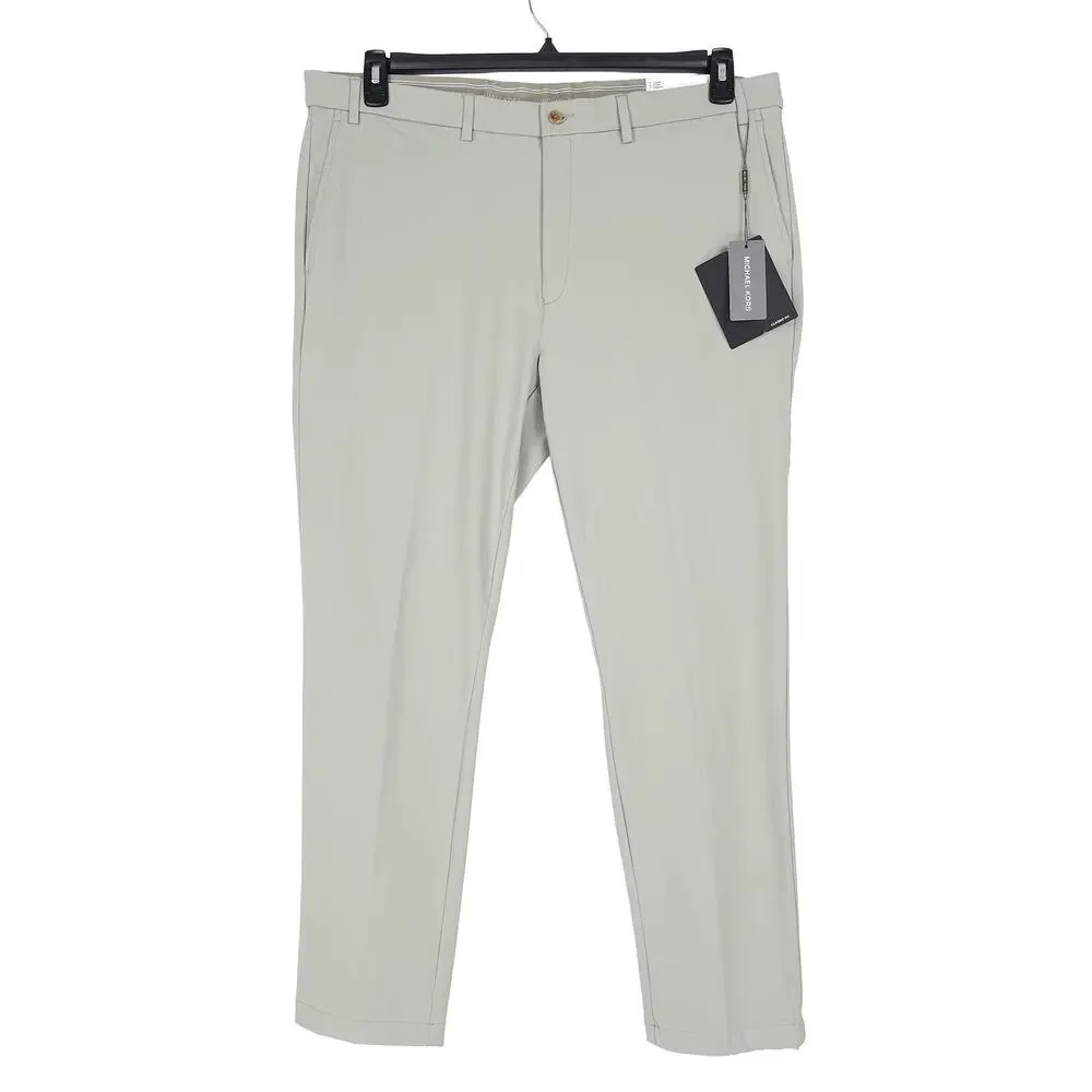 Michael Kors Mens Classic Fit Dress Pants 32x32 Mint Green Solid Stretch Cotton